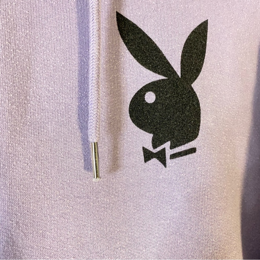 Playboy Bunny Vintage Zip-Up Hoodie Light Purple Bedazzled Outline Back Logo S M - Picture 3 of 11